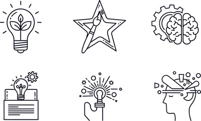 Fototapeta premium Creative thinking and innovation icons