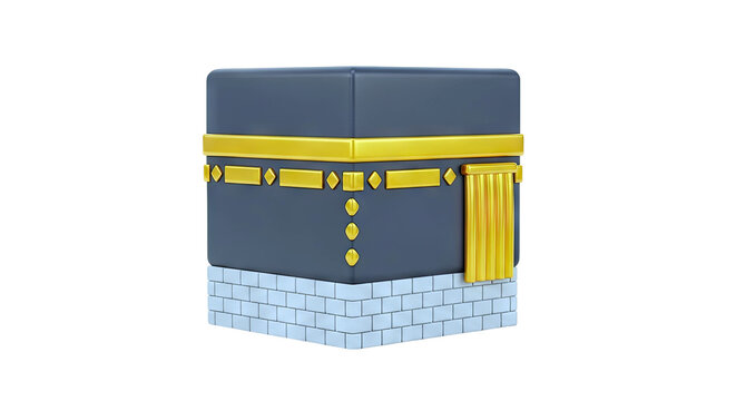 3D Kaaba Model with Gold Embellishments