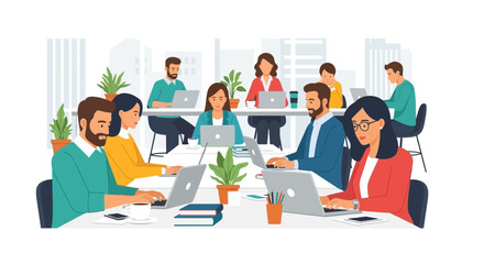 Business Professionals Working Together on Laptops.