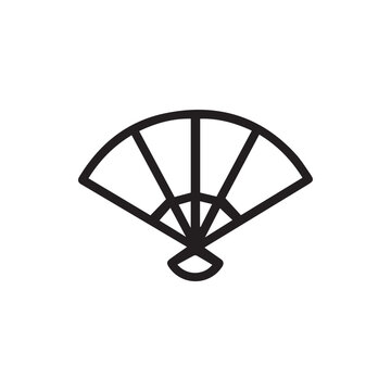 Minimalist Black Line Icon of a Traditional Japanese Folding Hand Fan