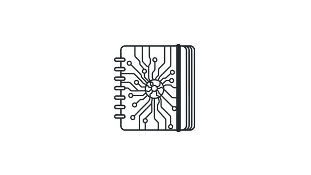 Simple Black and White Notebook Illustration.