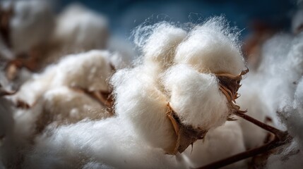 Fluffy cotton bolls close-up