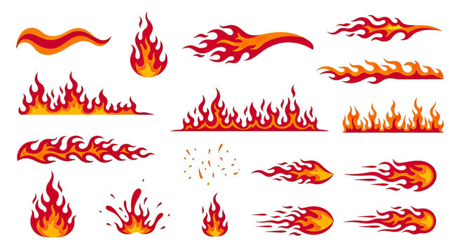 Fiery Flames and Burning Elements Collection - Dynamic Fire Graphics for Design Projects.