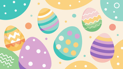 Clean Easter social media background with pastel dots and egg silhouettes
