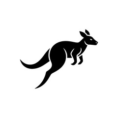 Fototapeta premium Black Kangaroo Silhouette Vector Illustration in Jumping Pose.