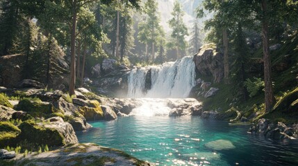 Forest waterfall scene (2)