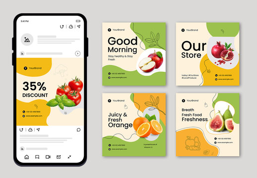 Social Media Banners for Fresh Food and Grocery Promotion