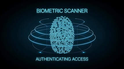 Biometric scanner with fingerprint authentication and secure access concept