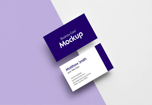 Isometric Dual Business Card Mockup on Two Tone Background