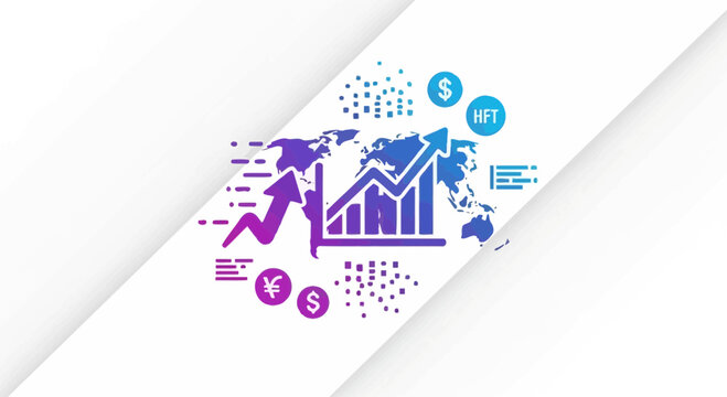 Abstract financial illustration with world map and data visualization