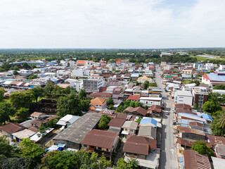 Obraz premium Drone shot of Phimai district in Nakhon Ratchasima, Thailand