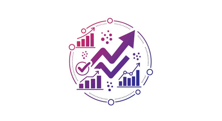 Abstract illustration of upward trending charts and graphs in gradient colors