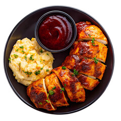 Grilled and fried chicken wings served with vegetables