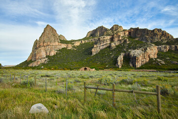 Sandstone Canyon Walls and High Desert Landscape in Western Colorado © jia