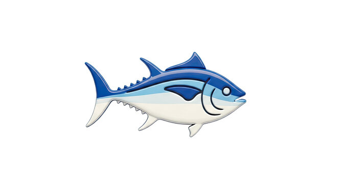 Blue and White Tuna Fish Illustration