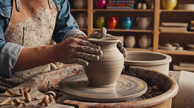 Person weaving colorful traditional textile on a loom in a workshop