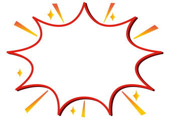 Fototapeta na wymiar フレーム, 吹き出し, チラシ, セール, 枠, 囲み枠, 注目, 激安, 危険, 警告, ジグザグ, トゲトゲ, 目立つ, ギザギザ, ビックリ, 爆発, 飾り枠, セリフ, ふきだし, 黄色, 赤, 注意, バクダン, ポップ, びっくり, 衝撃, 驚き, 驚く, 驚愕, 衝突, ぶつかる, パンク, 破裂, 効果, 強調, バーン, インパクト, マーク, コメント, 価格, 素材, 派手,