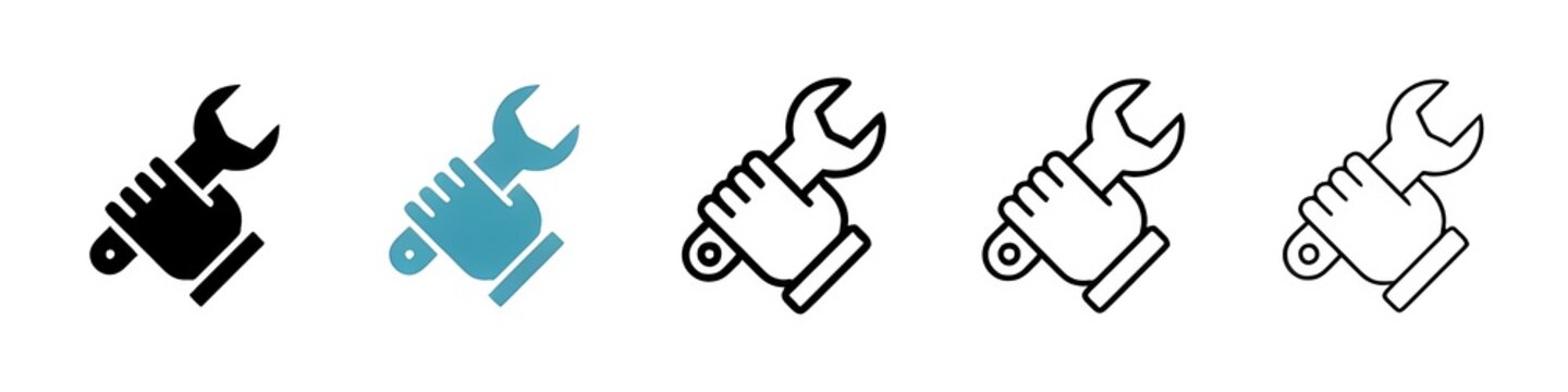 Mechanic's Tool Vector Icon Set. Workshop Instrument Vector Symbol for UI design.  Thin line customizable illustration. Contour symbol. Vector isolated outline drawing. Editable stroke