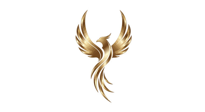 Luxury golden phoenix bird logo vector icon