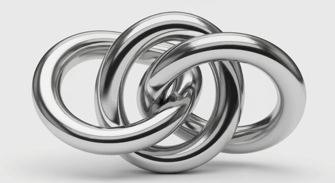 Silver metal infinity knot logo abstract 3d