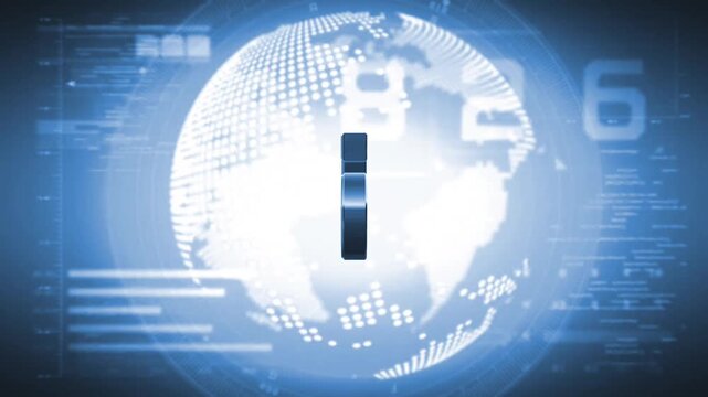 Digital Technology News Countdown 10 Second Timer with Spinning Blue Earth Globe 