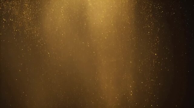 Golden particles slowly floating, black background, luxury motion