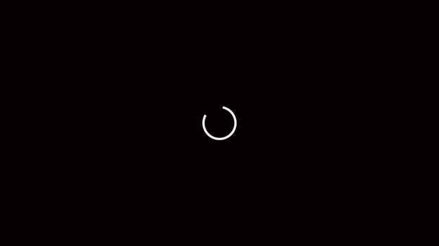 Minimalist Circular Loading Icon Animation with  White Gradient Trail: Buffering Progress Bar Loop for Digital UI UX Design, Website Interface, and App Development on Black Background