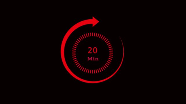 timer 20 digital timer, and futuristic countdown animations minutes countdown icon animation with gradient.4k video background.