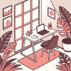 Obraz premium vector illustration of living room