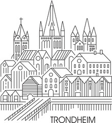 Obraz premium Trondheim City Line Draw Simple Minimalist