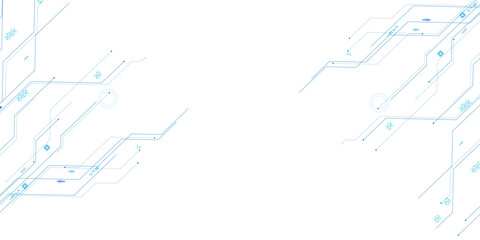 Vectors White and blue abstract geometric dots and lines connection circuit concept. © Kohinur