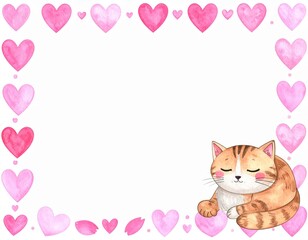 可愛い猫とハートのフレーム