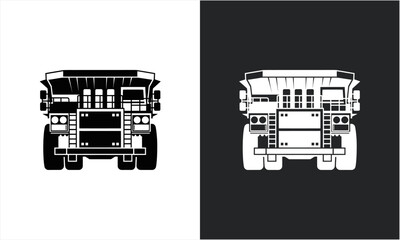 Heavy-duty mining dump truck front view illustration. © Ramon