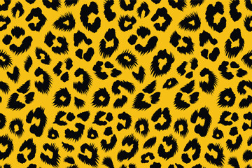 Dynamic Leopard Spots on Yellow Background with Fuzzy Fur Pattern Camouflage
