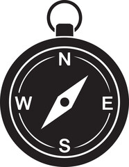 Fototapeta premium Black silhouette compass vector, circular design with needle showing cardinal point