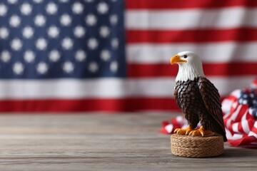 Naklejka premium American Eagle Emblem with Flag Background for Celebration Themes
