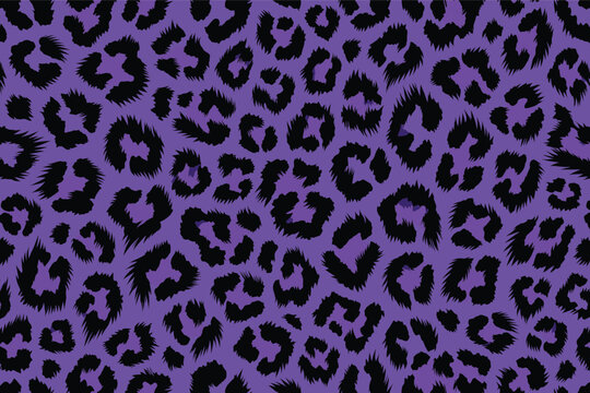 Vibrant Leopard Print Pattern with Black Spots on Purple Bold Dynamic Design