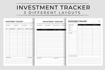 Portfolio Management & Investment Tracker Journal, Stock Market & Asset Ledger, Financial Growth Logbook, Vector Illustration, Printable Vector.
