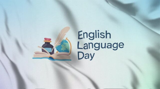 Featuring English Language Day with a waving flag style, Great for opening videos, campaign videos, greetings