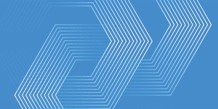 Abstract Sky Blue Geometric Background with White Hexagonal Parallel Lines