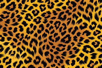 Vibrant Animal Leopard Skin Camouflage Pattern with Dynamic Fur Spots - Golden Yellow Texture Design © Merisca