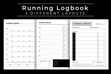  Running Logbook and Training Tracker, Daily Marathon Runner Progress Journal, Jogging Exercise Record, Performance Metrics Sheet, Vector