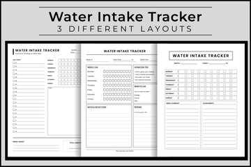 Daily Water Intake Tracker and Hydration Strategy Map, Weekly Wellness Habit Monitoring Journal,