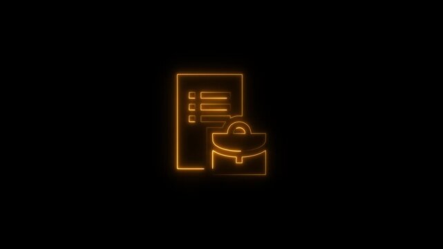 Glowing neon payment gateway with credit card and checklist on dark background ecommerce symbol 4k animation video with black background 