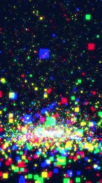 原色カラーのネオンスクエア　上昇　ループ　縦長