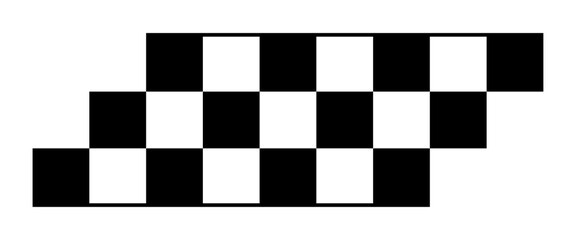 Classic checkered flag stripe pattern, black and white racing banner element for motorsport branding and competition graphics, PNG with transparent background © Hasheb Anzar