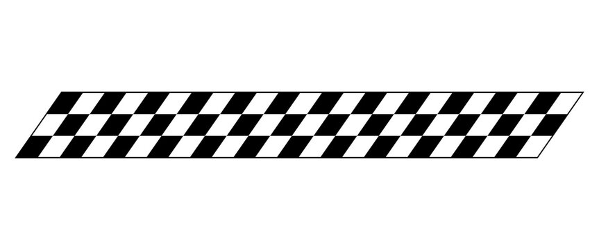Angled checkered racing stripe, sleek motorsport speed banner for car decals and automotive graphics, PNG with transparent background