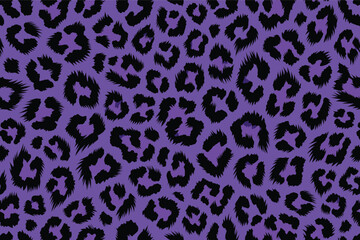 Digital Leopard Print Pattern on Purple Background with Black Spots Irregular Shapes and Sizes © Merisca
