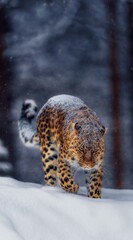 leopard in the snow © Malik