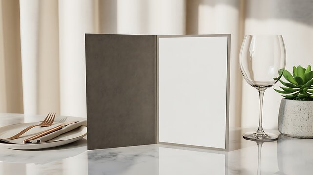 Restaurant menu mockup blank pages table setting